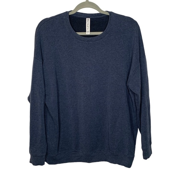 Athleta Studio to Street Printed Sweatshirt Stripe Navy Heather Large - Picture 2 of 9